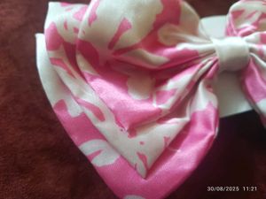 New Handmade Pink Floral Hair Bow Clip