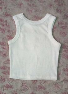 Cute White Ribbed Tank Top with Bows