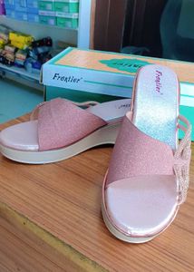Pink Glitter Platform Slides