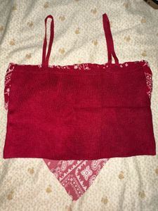 Red Bandana Print Crop Top