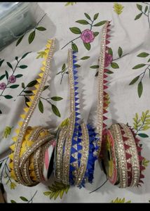 Embellished Fabric Trims - Yellow, Blue, Maroon