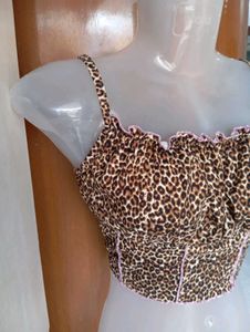 Leopard Print Cami Top with Pink Trim