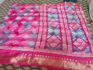 Vibrant Pink Silk Saree with Blouse