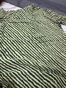 Elegant Green Striped Kurta with Embellishments