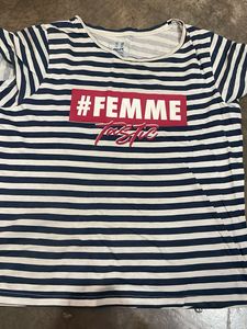 Striped #FEMME Tastic T-Shirt