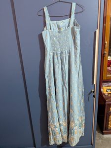 Light Blue Printed Ethnic Gown