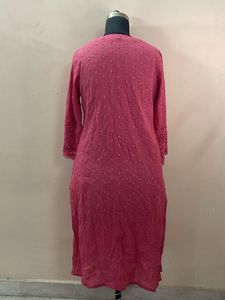 Chic Pink Textured Kurta