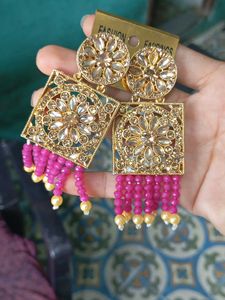 Pink Beaded Choker Necklace &amp; Earring Set