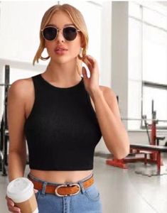 Black Ribbed Crop Top