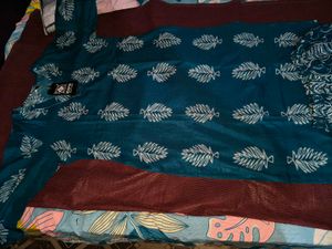New Teal Leaf Print Kurta Set
