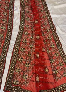 Red Embroidered Saree