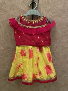 Embroidered Yellow Pink Babygirl Lehenga