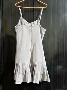 Light Grey Pleated Hem Dress