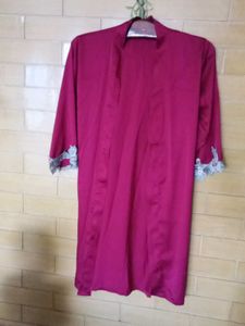 Lace Trimmed Silk Robe