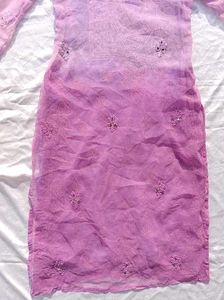 Tie Dry Lavender Chikankari Mirror Work Kurti