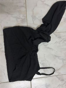 Chic Black Sheer Top with Bow Detail