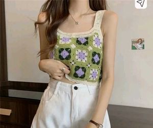 Crochet Floral Crop Tank Top