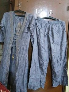 Grey top jacket Embellished Neckline with pant