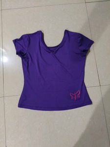Purple Butterfly V-Neck Top
