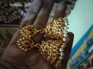 Never Used❗New Indian Traditional Ethnic Matte Finish Ruby Stoned  Jumkas