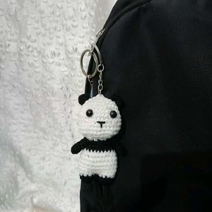 Crocheted Panda Keychain