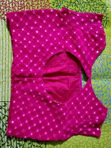 Gorgeous Designer Pink Mirror Work Blouse
