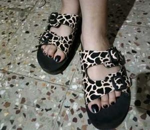 Giraffe Print Buckle Sandals