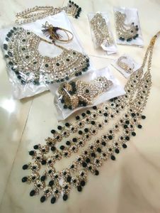Bridal Jewelry Set - Silver &amp; Green