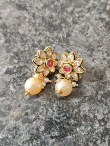 Pearl & Stone Stud Earrings