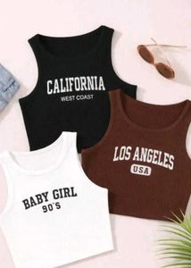 Graphic Print Crop Tank Tops