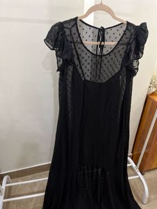ANTHROPOLOGIE BLACK SHEER  LONG MAXI DRESS