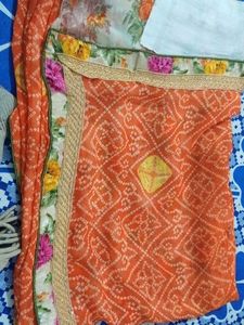 Vibrant Orange Bandhani Saree