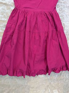 Fuchsia Pink Tiered Square Neck Dress