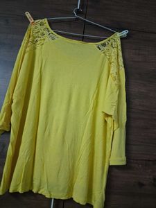 Chic Yellow Lace Sleeve Top