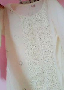 Elegant Cream Lace Kurta