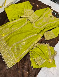 Embellished Lime Green Kurta Set