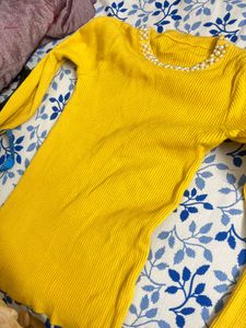 Yellow Pearl Embellished Top