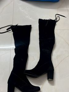 Size 36 Black Suede Over-the-Knee Boots