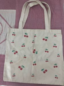Cute Cherry Print Tote Bag
