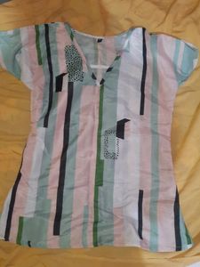 Striped V-Neck Tunic Top