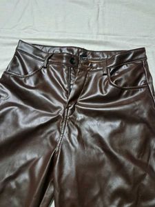 Faux Leather Brown Pants