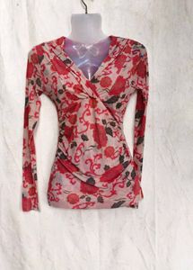 I. Chic Floral Print Wrap Top