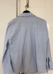 Blue Striped Shirt with Embellished Collar