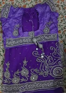 Purple Embroidered Saree(free delivery)