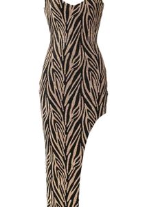 Stylish Zebra Print One-Shoulder Dress