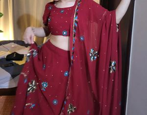 Stunning Red Embroidered Lehenga Choli
