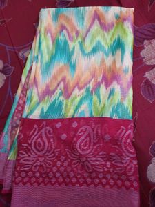 Vibrant Ikat Print Saree