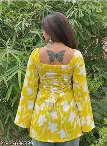 Vibrant Floral Print Kurta with Bell Sleeves