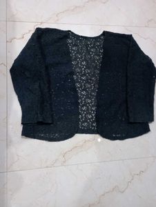 Beautiful Rose Pattern Black Fancy Shrug