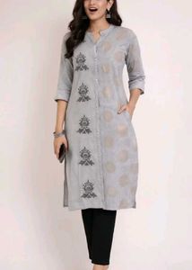 Elegant Grey Printed Kurta